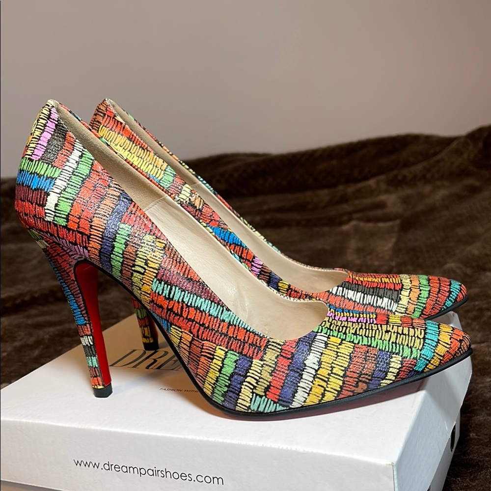 Multicolor Patterned Women's High Heel Pumps